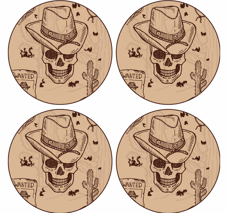 Geek coasters skull with cowboy hat - TenStickers
