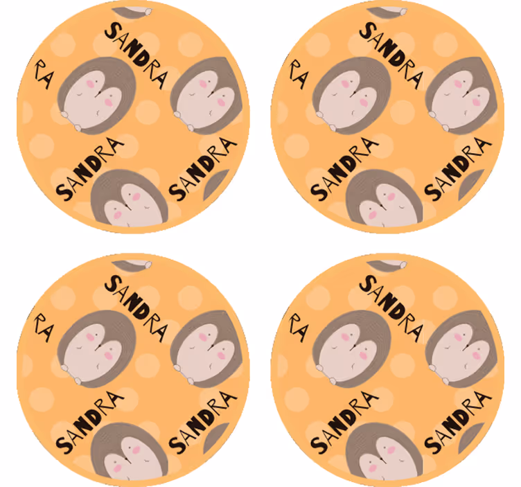 Personalisable coasters with cute hedgehog design - TenStickers