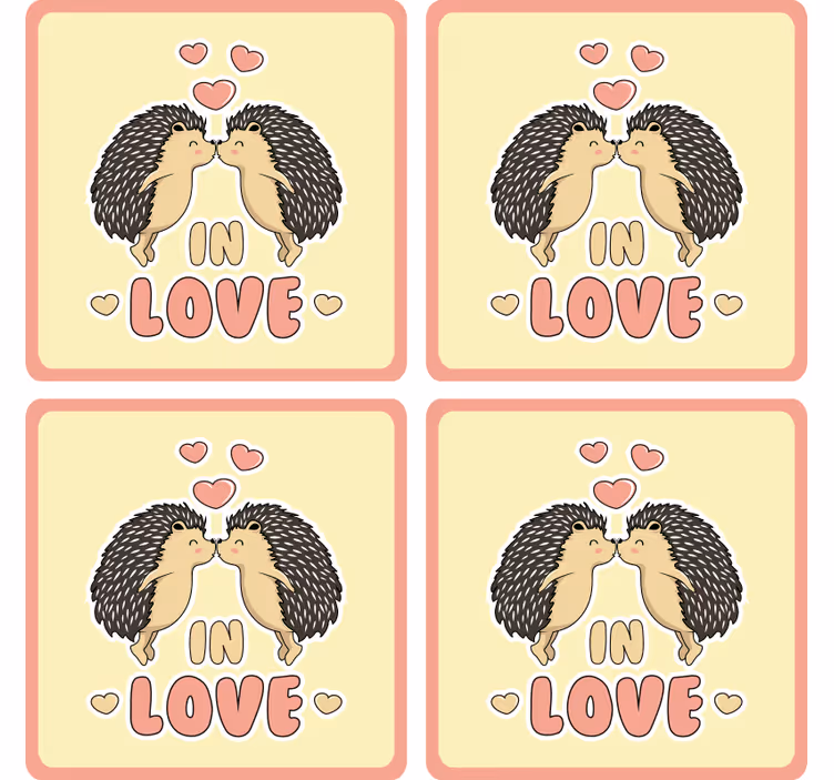Modern coasters hedgehogs in love - TenStickers