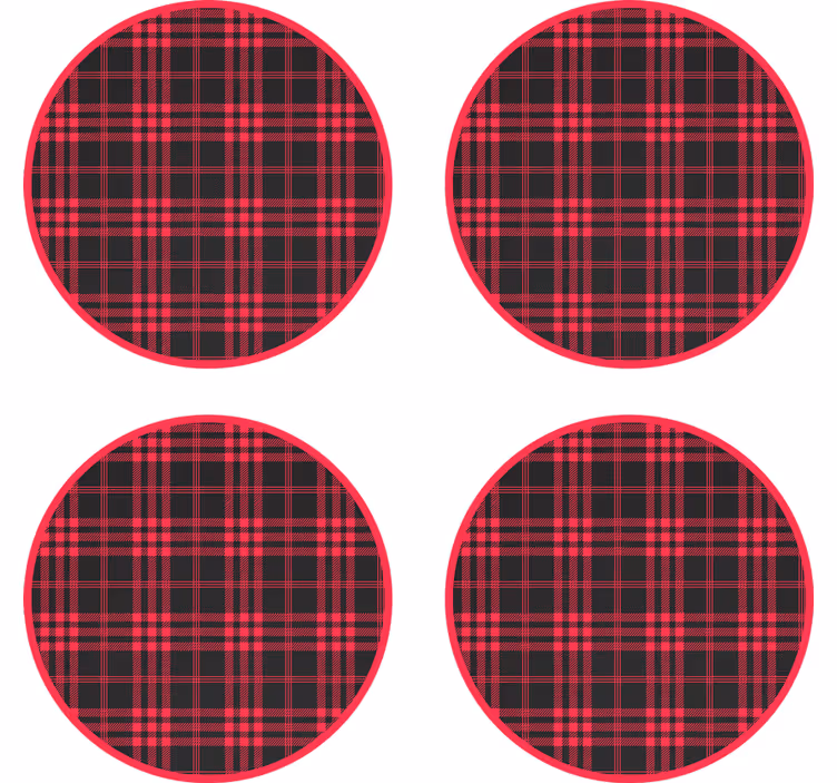 Red Black Plaid Pattern texture coasters - TenStickers