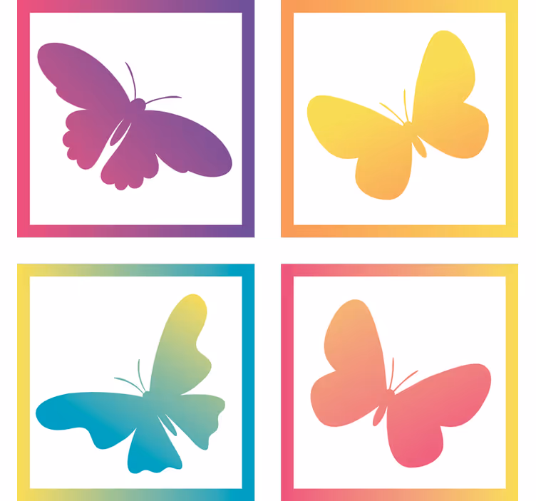 Modern coasters with colorful butterfly designs - TenStickers