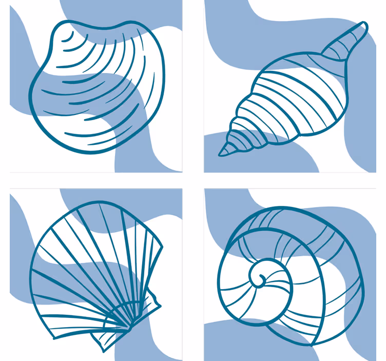 Geek coasters with stylized shell illustrations - TenStickers
