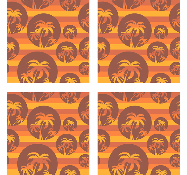 Geek coasters with retro palm tree design - TenStickers