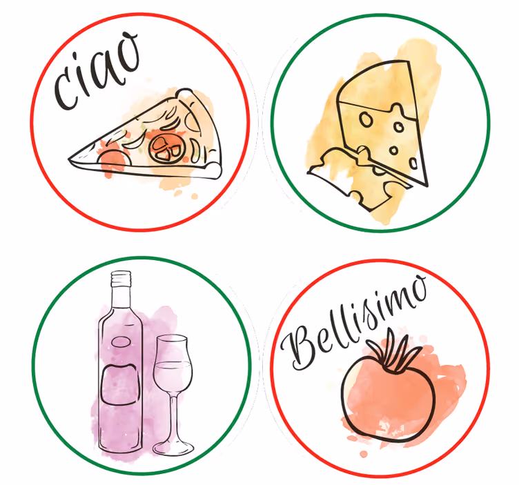 Personalisable coasters with food and beverage designs - TenStickers