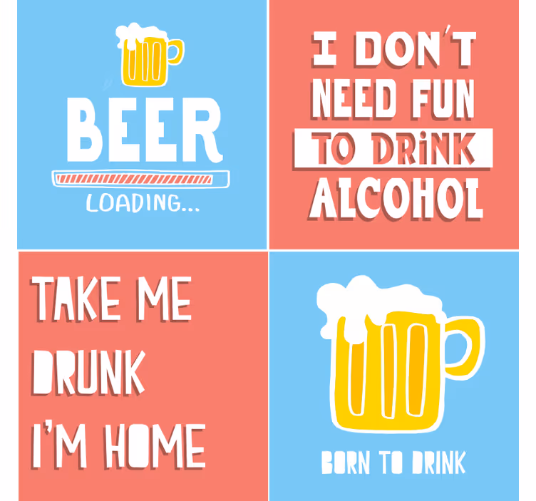Various Drinking Quotes beer mats - TenStickers