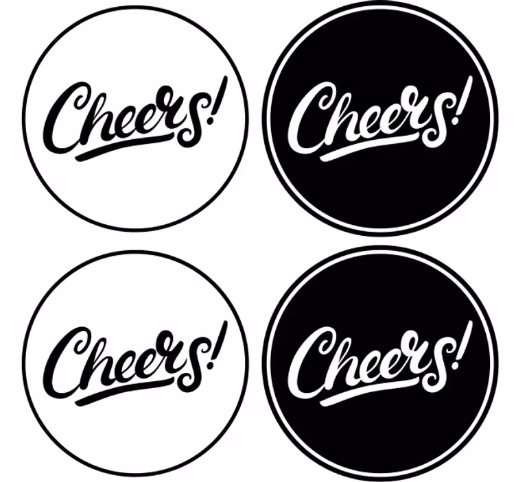 Stylish cheers typography beer mats - TenStickers