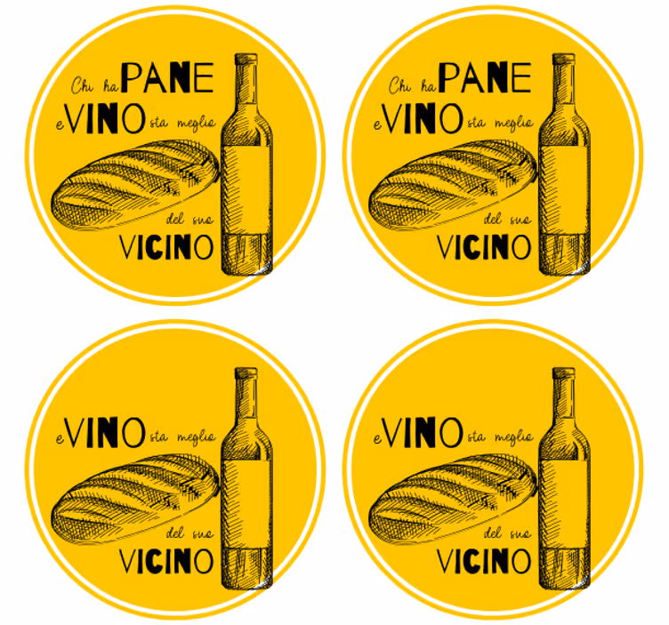 Personalised coasters wine bottle and bread - TenStickers