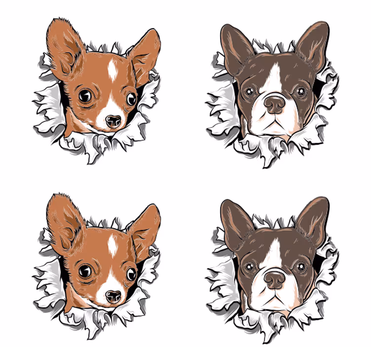 Geek coasters featuring chihuahua and bulldog faces - TenStickers