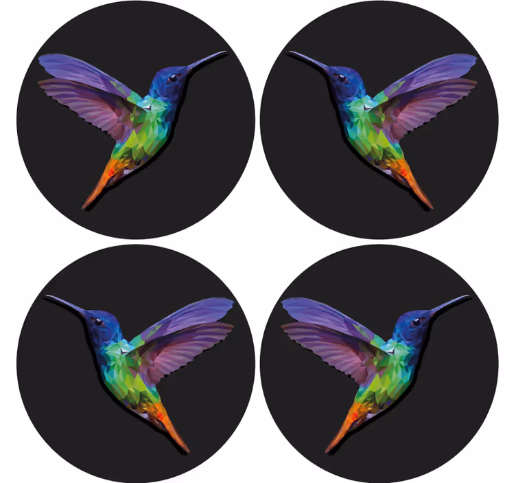 Geek coasters with colorful hummingbird design - TenStickers