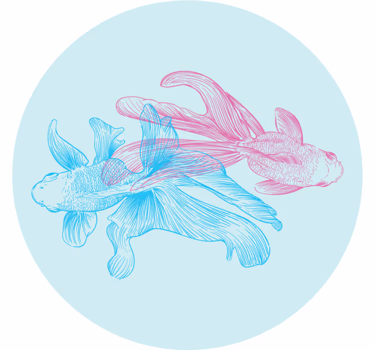 Geek coasters with dual-colored fish art - TenStickers