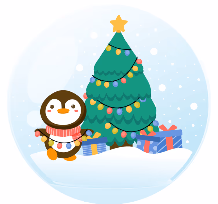 Christmas coasters penguin with christmas tree - TenStickers