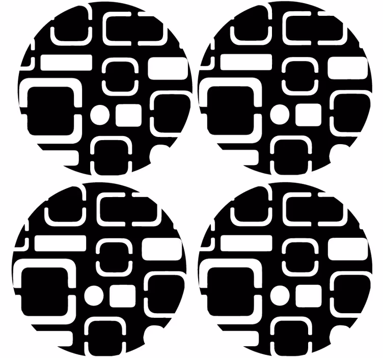 Texture coasters with geometric black patterns - TenStickers