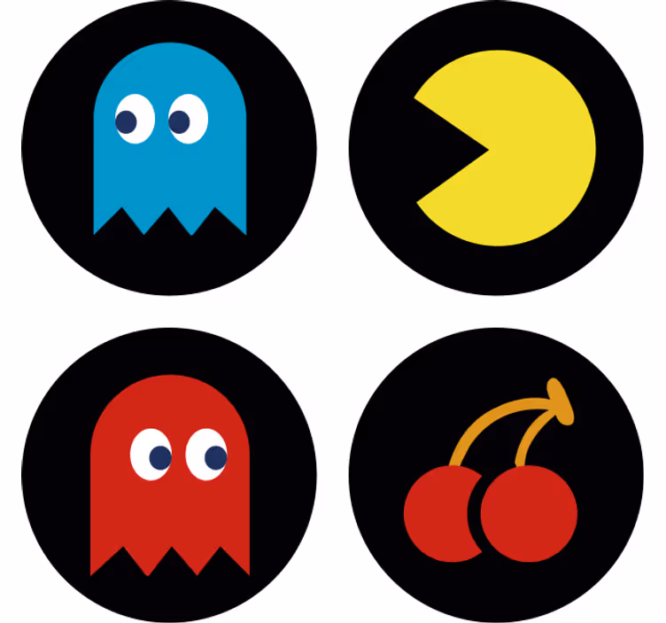 Geek coasters with vibrant vintage icons - TenStickers