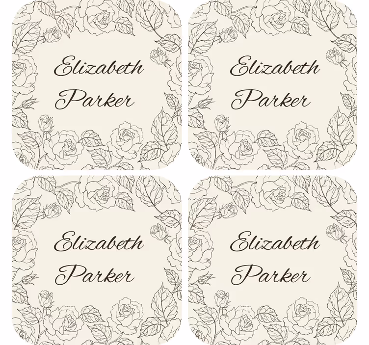 Vintage roses personalised coasters - TenStickers