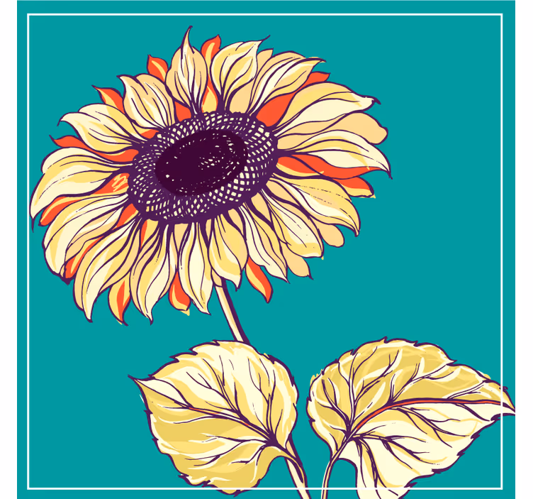 Beer mats with vibrant sunflower illustration - TenStickers