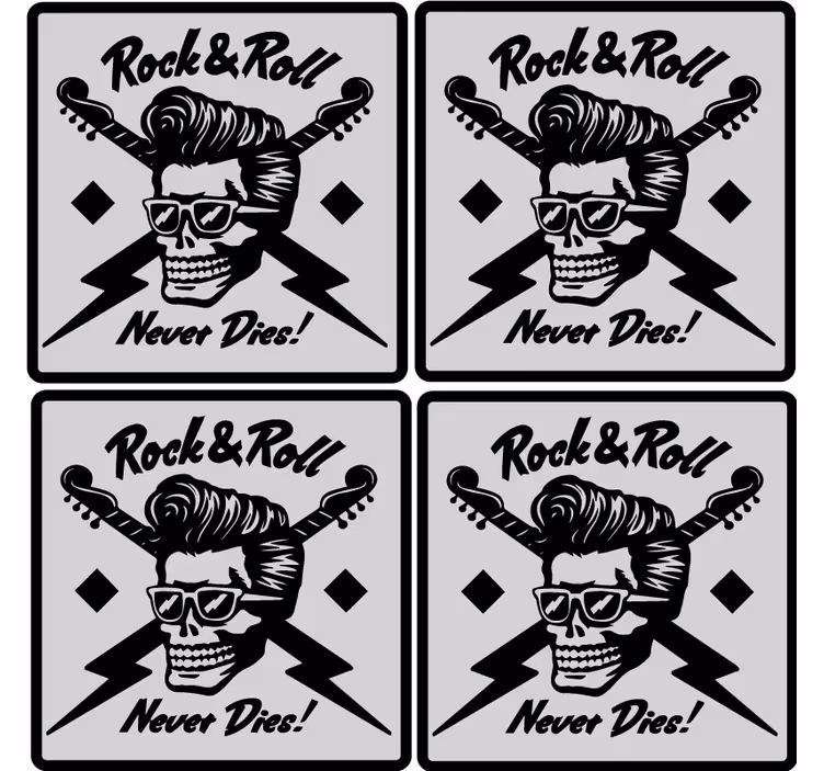 Geek coasters skull with shades and guitars - TenStickers