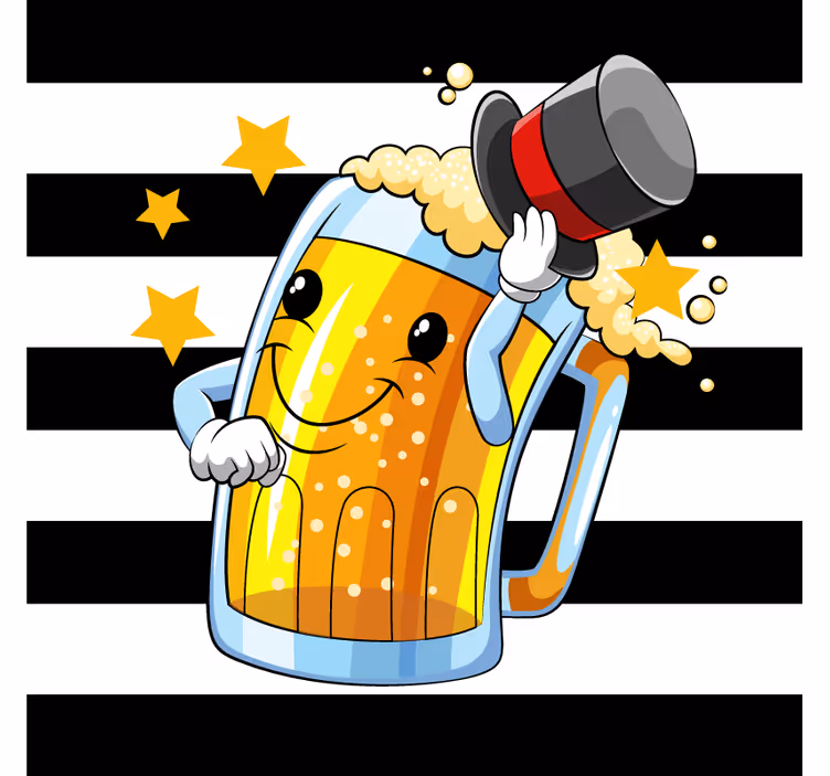 Beer mats cheerful beer mug mascot - TenStickers