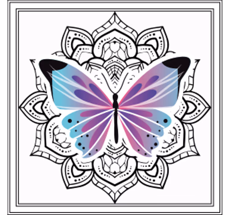 Texture coasters colorful butterfly mandala - TenStickers