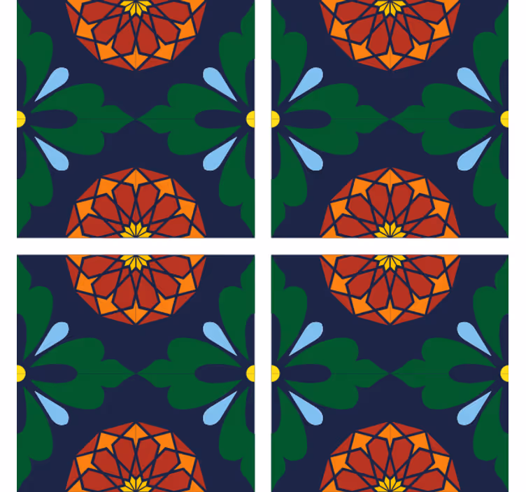 Tile coasters with lively floral design - TenStickers