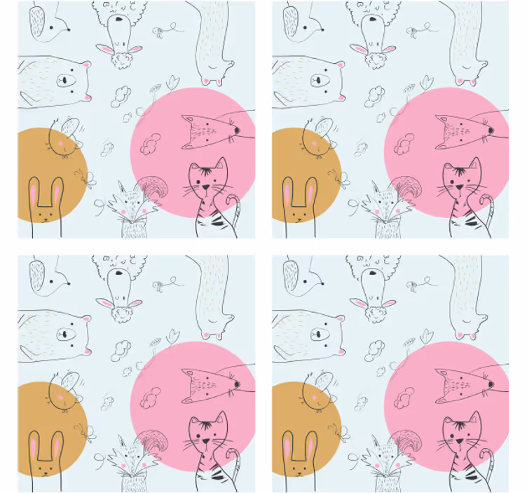 Geek coasters with playful animal artwork - TenStickers