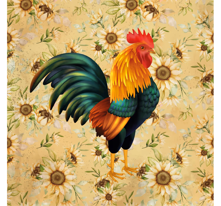Geek coasters colorful rooster artwork - TenStickers