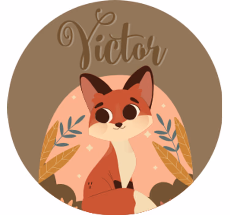Personalisable coasters with cute fox character - TenStickers