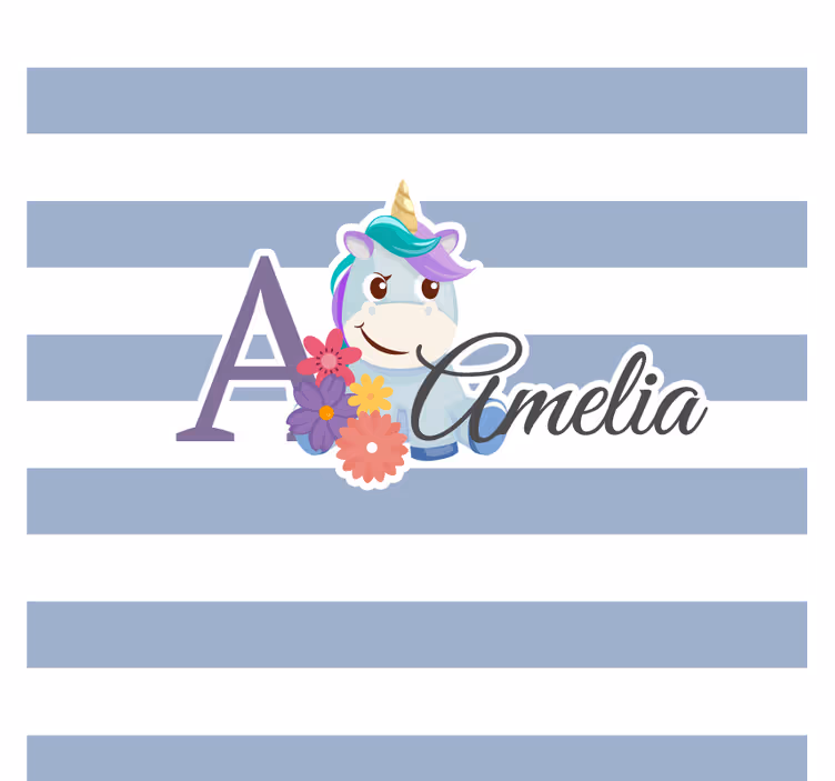 Personalised coasters unicorn and floral initial - TenStickers