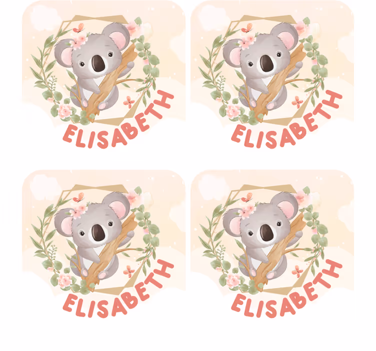 Personalisable coasters cute koala with flowers - TenStickers