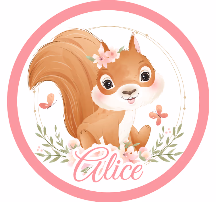 Personalised coasters with cute squirrel illustration - TenStickers