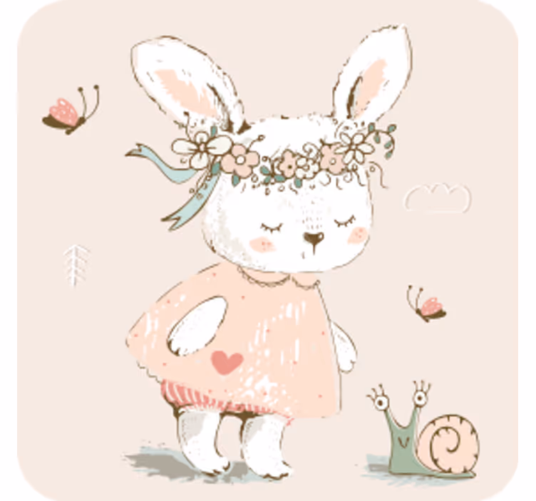 Geek coasters whimsical bunny design - TenStickers