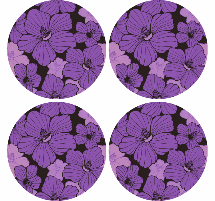 Texture coasters vibrant purple floral design - TenStickers