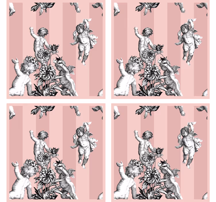 Cherubs and Floral Motif vintage coaster - TenStickers