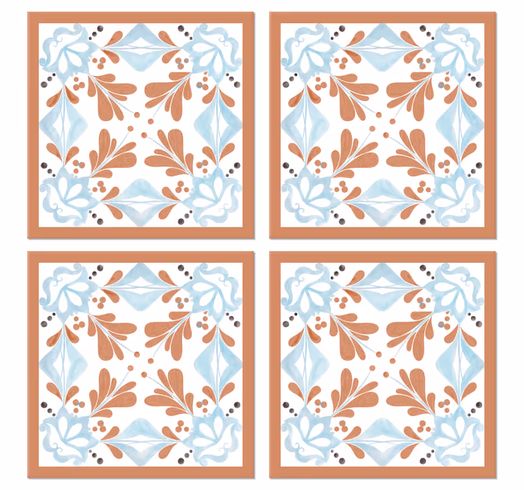 Floral Mediterranean tiles coasters - TenStickers