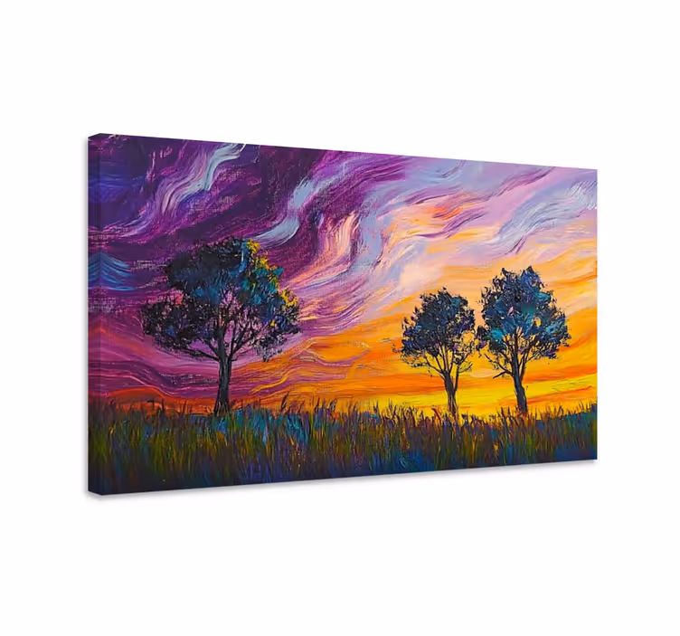 Colorful sky and trees  landscape canvas - TenStickers