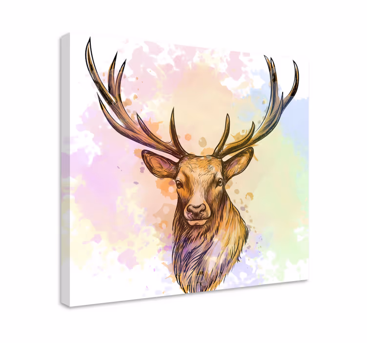 Paint splash stag canvas art - TenStickers