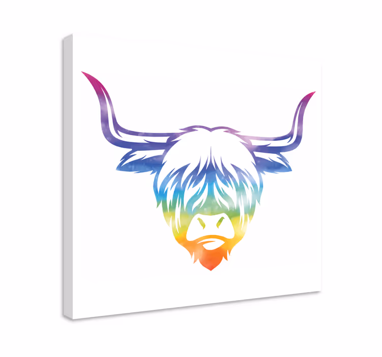 Rainbow highland cow animal canvas prints - TenStickers