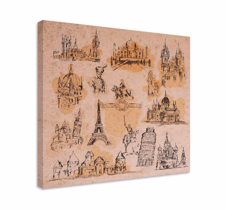 Vintage landscape design canvas pictures - TenStickers