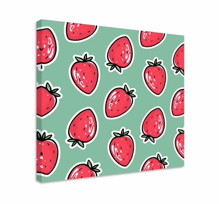 Colored strawberry pattern green fruit canvas - TenStickers