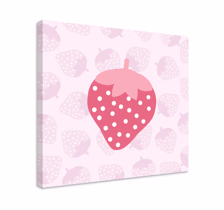 Modern pink strawberries fruit canvas - TenStickers