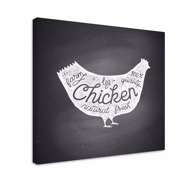 Vintage chicken blackboard bird canvas art - TenStickers