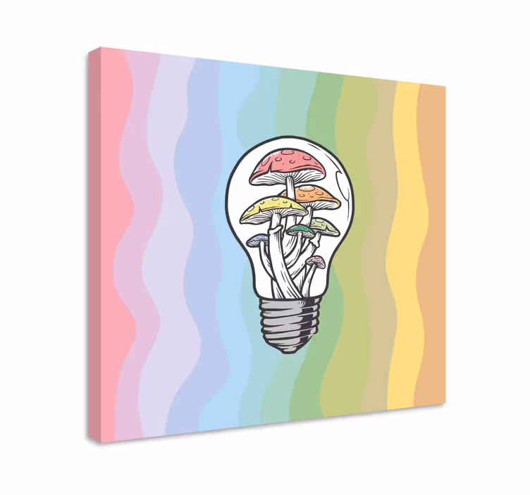 Colorful light mushroom Kitchen wall print - TenStickers