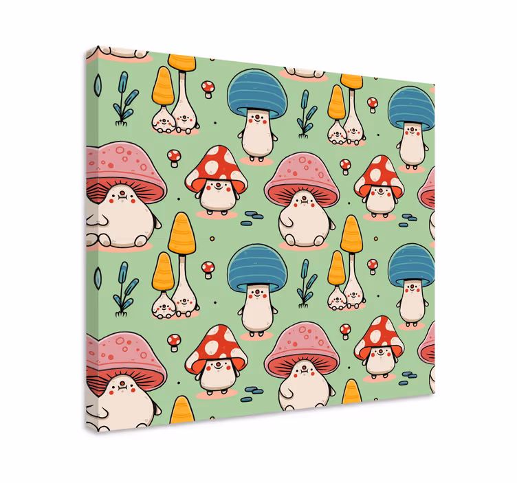 Cute cartoon mushrooms Plant canvas prints - TenStickers