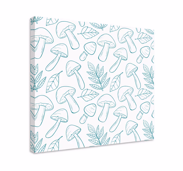 White and light blue mushrooms  Plant canvas - TenStickers