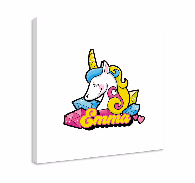 Pretty diamond unicorn personalised canvas - TenStickers