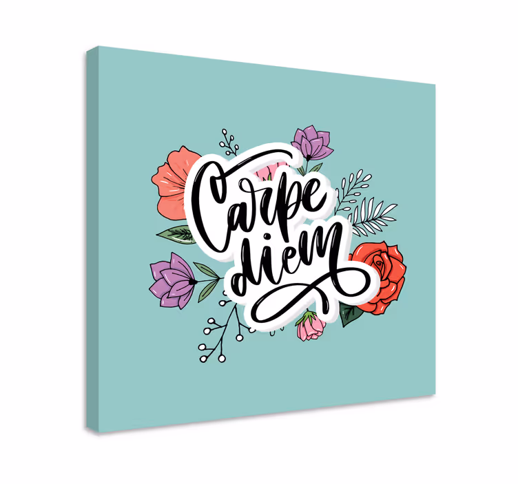 Carpe diem pink floral pattern canvas - TenStickers