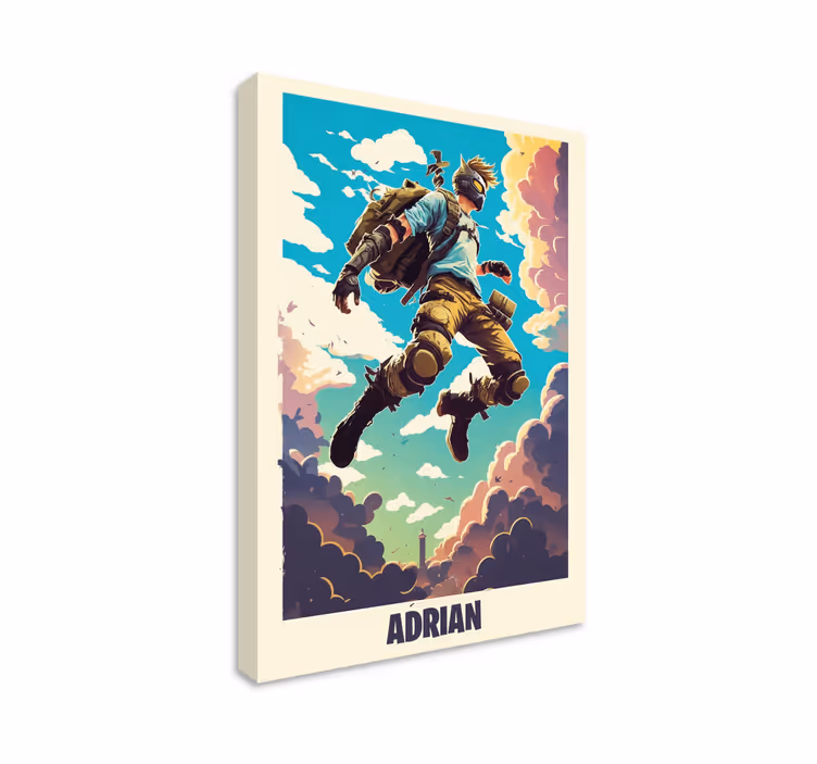 epic character with personalized name framed gaming wall art - TenStickers