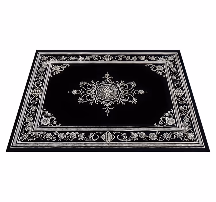 Black vinyl rug with classic oriental design - TenStickers
