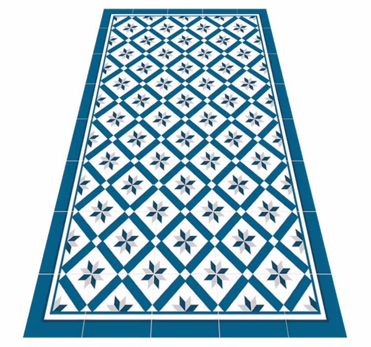 Hydraulic Blue kitchen vinyl rug - TenStickers