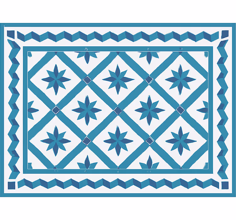 Geometric star tiles blue vinyl rug - TenStickers