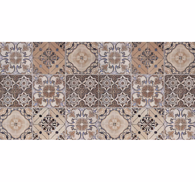 Rust Baroni Kitchen tile vinyl rug - TenStickers